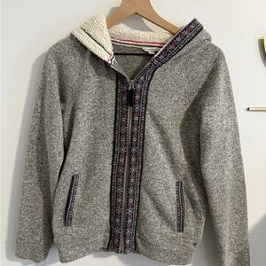 American Eagle Outfitters Gray Hoodie with Patterned Trim